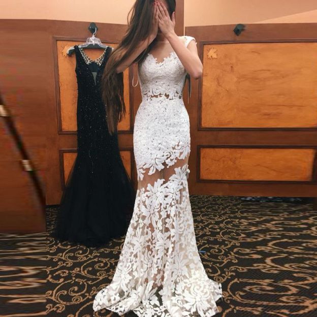 Forme trompette Longueur ras du sol Dentelle Robes de cérémonie