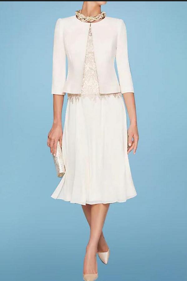 Robes de mère de mariée simples courtes | Robes mère de la mariée avec veste