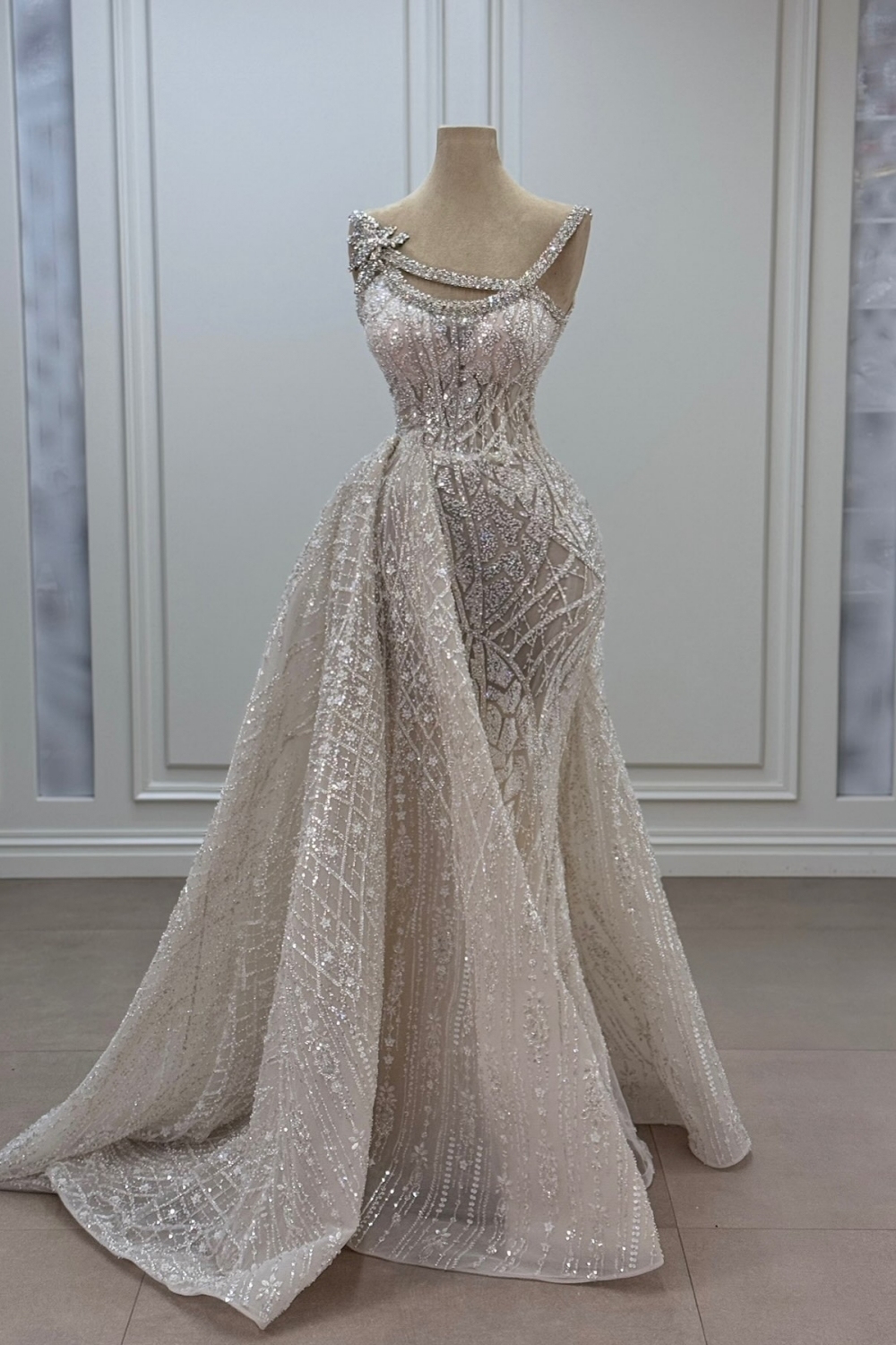 Robes de soirée de luxe longues robes de bal à paillettes robe de bal blanche