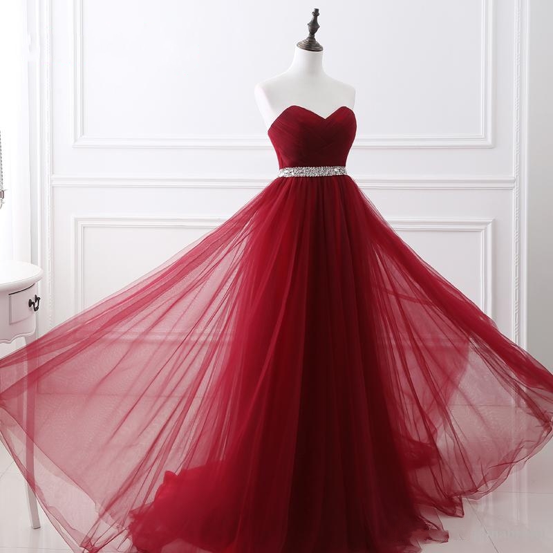 Robe de soirée A-ligne tulle épaules nues avec cristaux | Robe de bal A-ligne longue chic