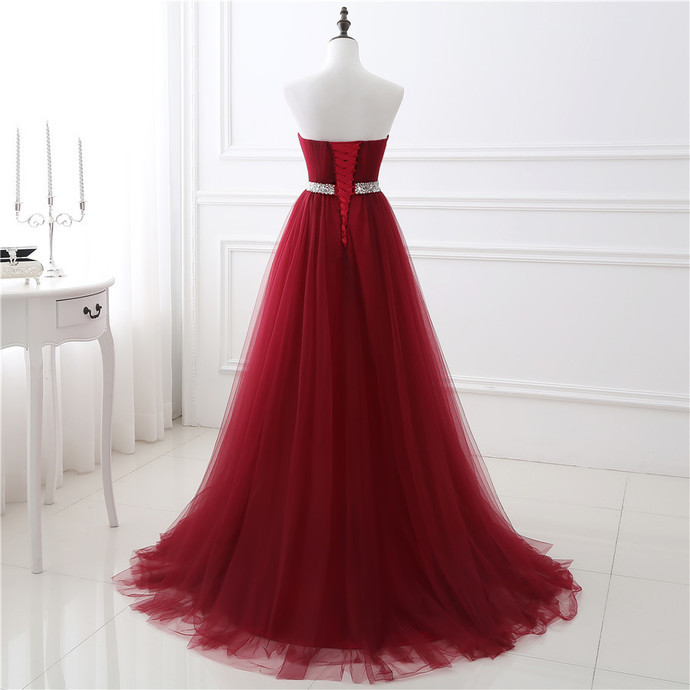 Robe de soirée A-ligne tulle épaules nues avec cristaux | Robe de bal A-ligne longue chic