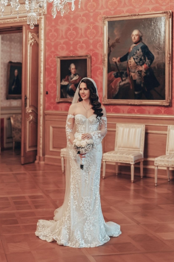 Robes de mariée blanches avec dentelle | Robes de mariée sirène