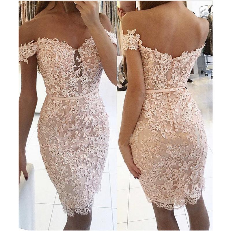 Forme Fourreau Court/Mini Epaules nues Dentelle Robes de soirée étudiante avec Dentelle