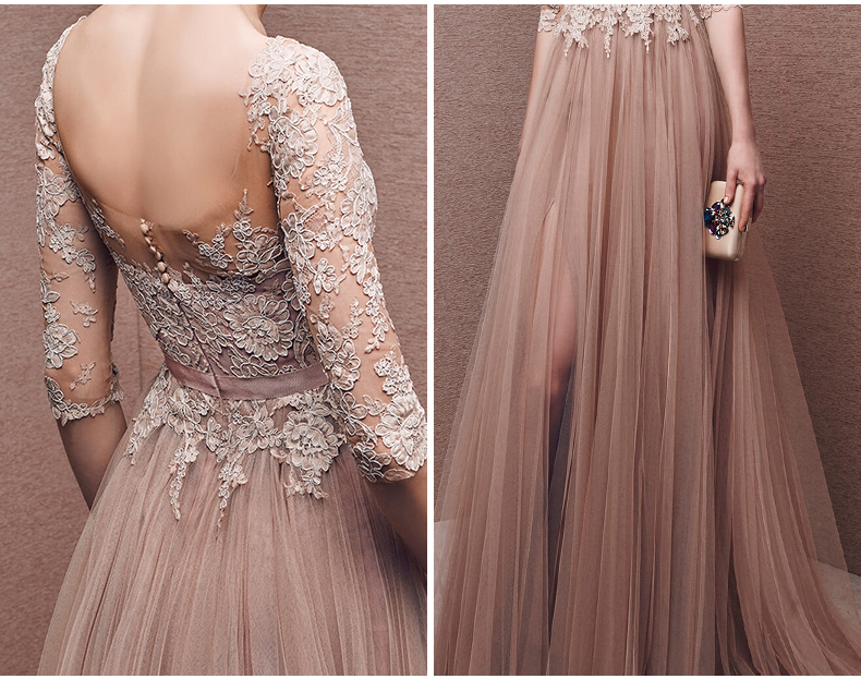 Forme Princesse alayage/Pinceau train Col bateau Tulle Robes de bal avec Dentelle