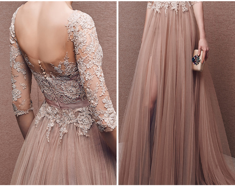 Forme Princesse alayage/Pinceau train Col bateau Tulle Robes de bal avec Dentelle