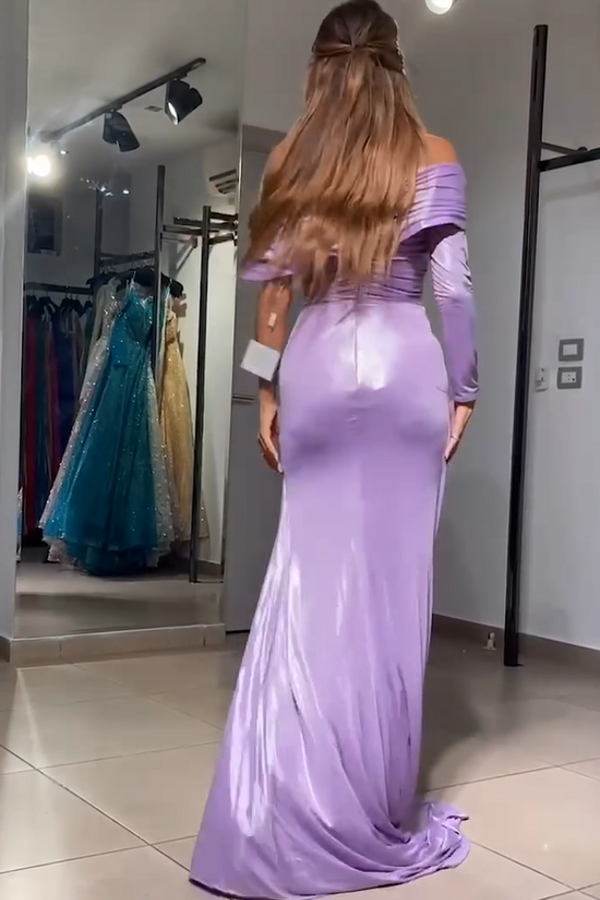 Robes de soirée violettes longues robes de bal à paillettes robes de bal sirène