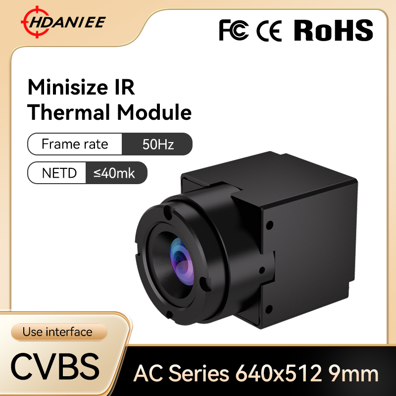 AC Series 640×512 High Resolution 9mm Focal Length Thermal Imaging FPV Microcamera Module, CVBS Interface Thermal Imaging Microcamera Module