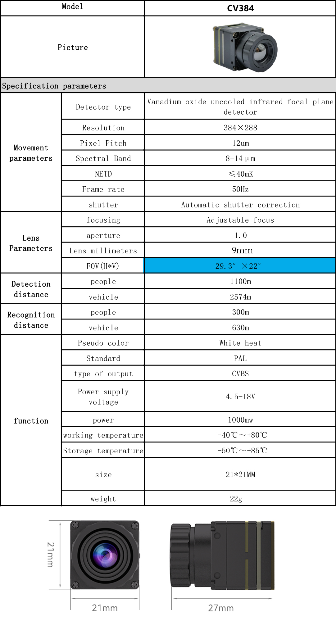 384×288 CV Series IR Thermal Imaging Module for DIY FPV Drones/Cars, CVBS Output