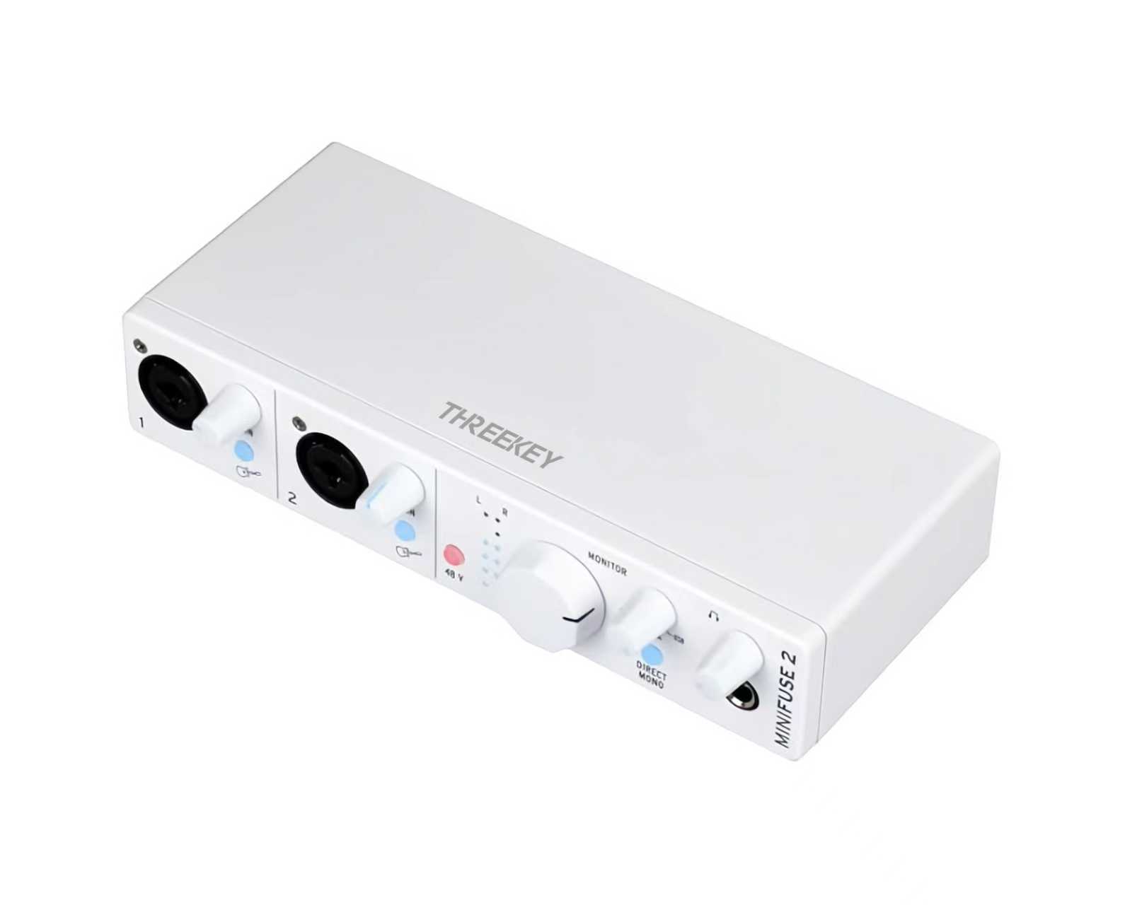 THREEKEY Audio Interfaces. Compact USB Audio & MIDI Interface with Creative Software for Recording, Production, Podcasting, Guitar - White