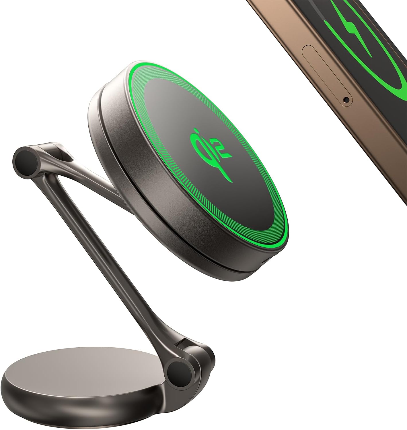 Car Phone Hodler Mount Charger Qi2 15W MagSafe Car Mount Charger, 3-Axis Metal Arm | THREEKEY