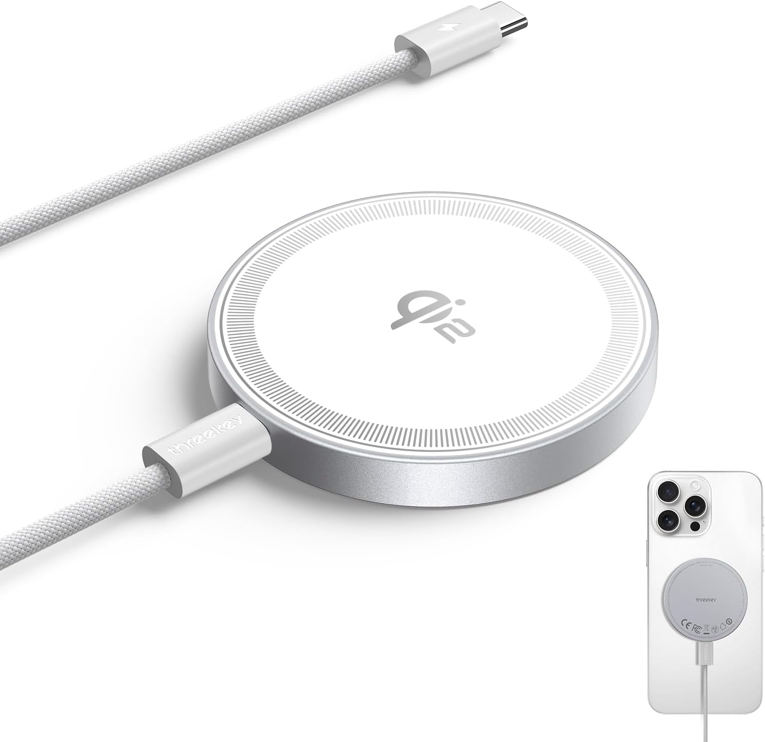 MagSafe Charger, Qi2 Certified 15W Wireless Charger | Threekey