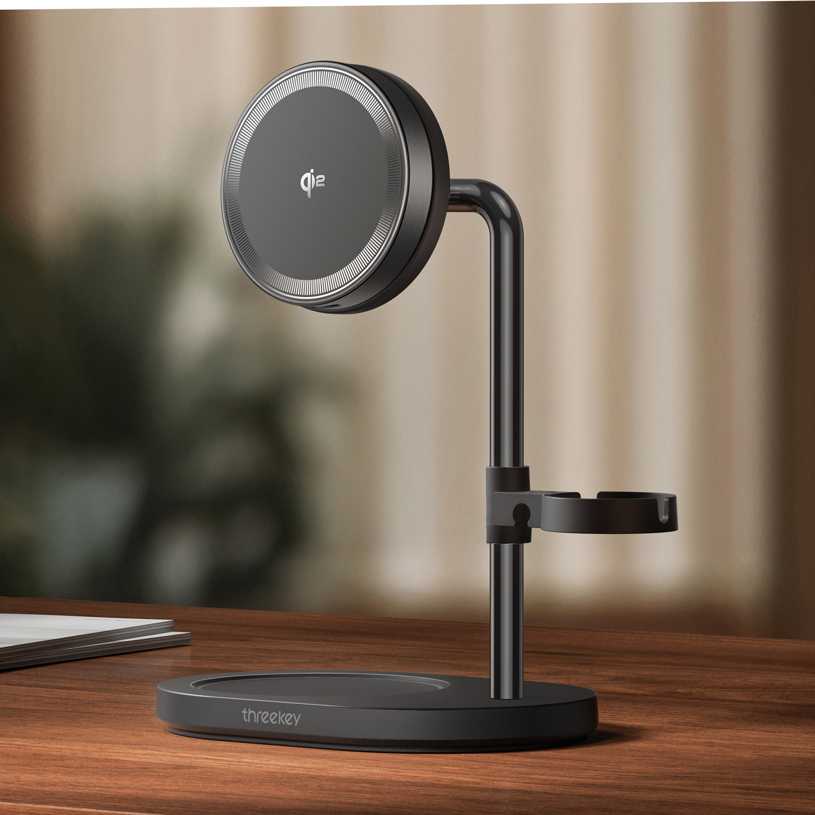 Qi2-Certified 15W Magnetic Desk Charger Stand | Threekey 