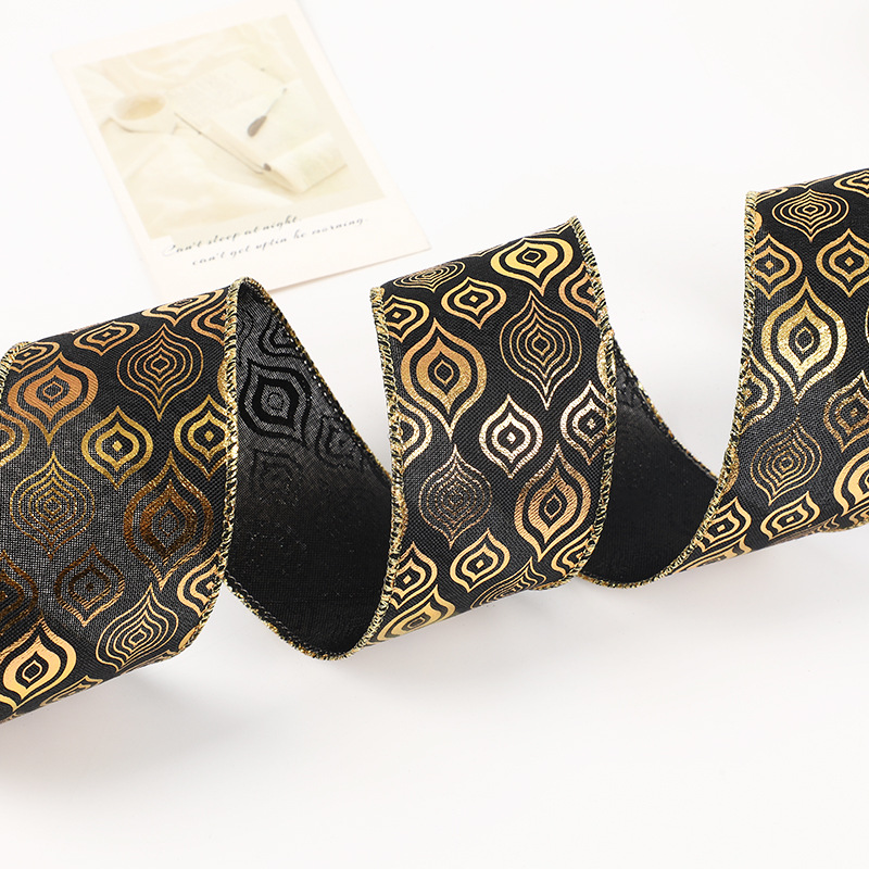 Cinta Navideña Negro Dorado Laminada | Mayoreo Fábrica | Envío DDP Incluido