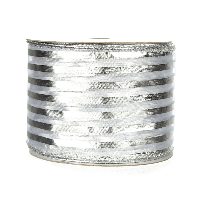 Cinta Plateada de Yute Navideña con Costura Overlock