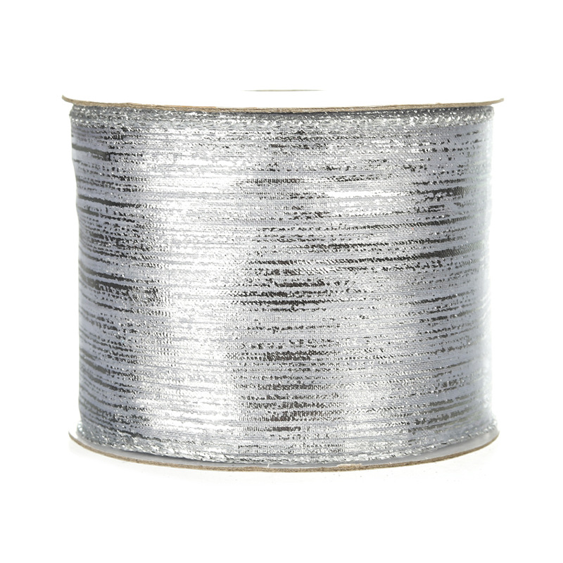 Cinta Plateada de Yute Navideña con Costura Overlock