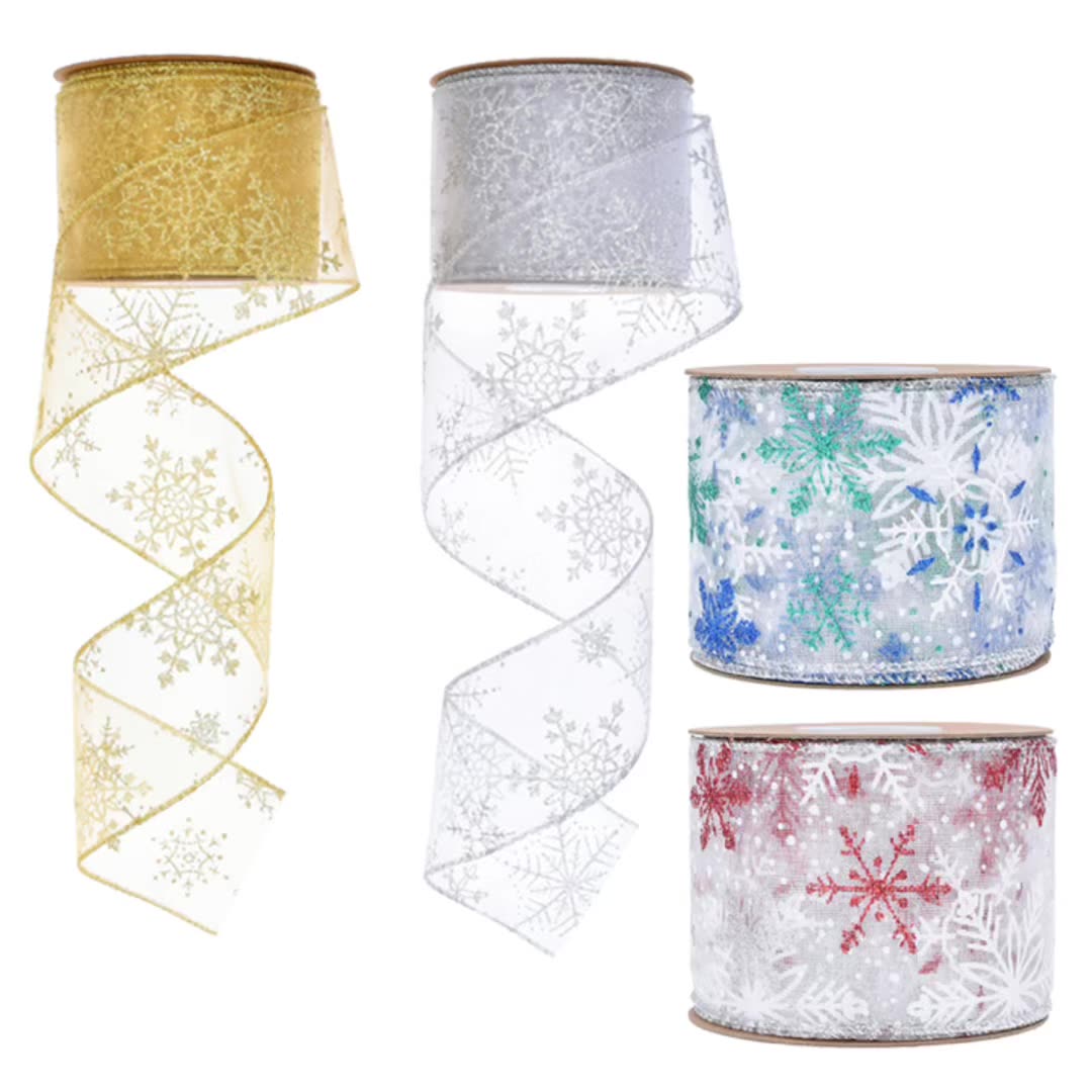 Cinta Navideña con Copos de Nieve | Mayorista | Envío con Impuestos Incluidos | 9m (10yd)