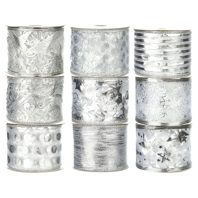 Cinta Plateada de Yute Navideña con Costura Overlock