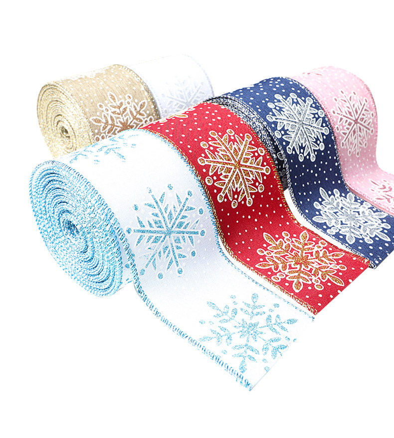 Cinta Navideña Lino Copos Nieve | Mayoreo Fábrica | Envío DDP Incluido