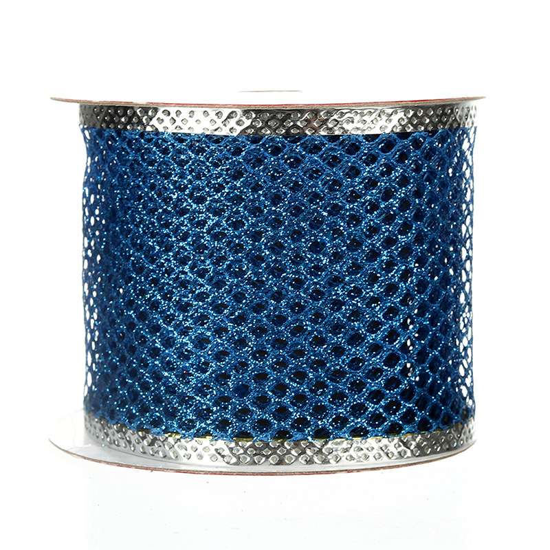 Cinta Navideña Dorada con Rejilla y Lentejuelas