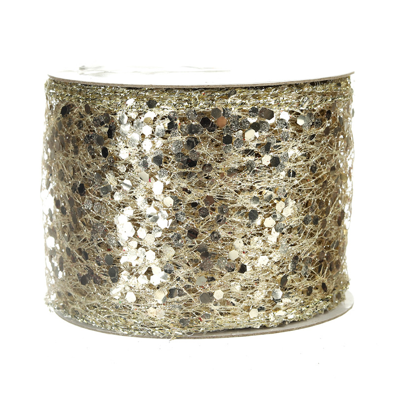 Cinta Navideña con Puntos y Purpurina Dorada