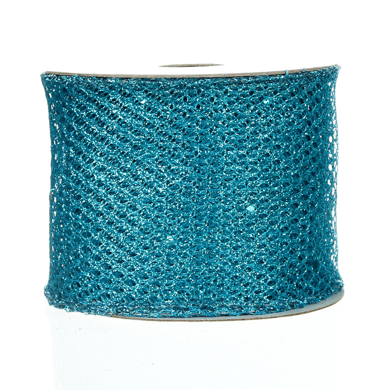 Cinta Navideña Dorada con Rejilla y Lentejuelas