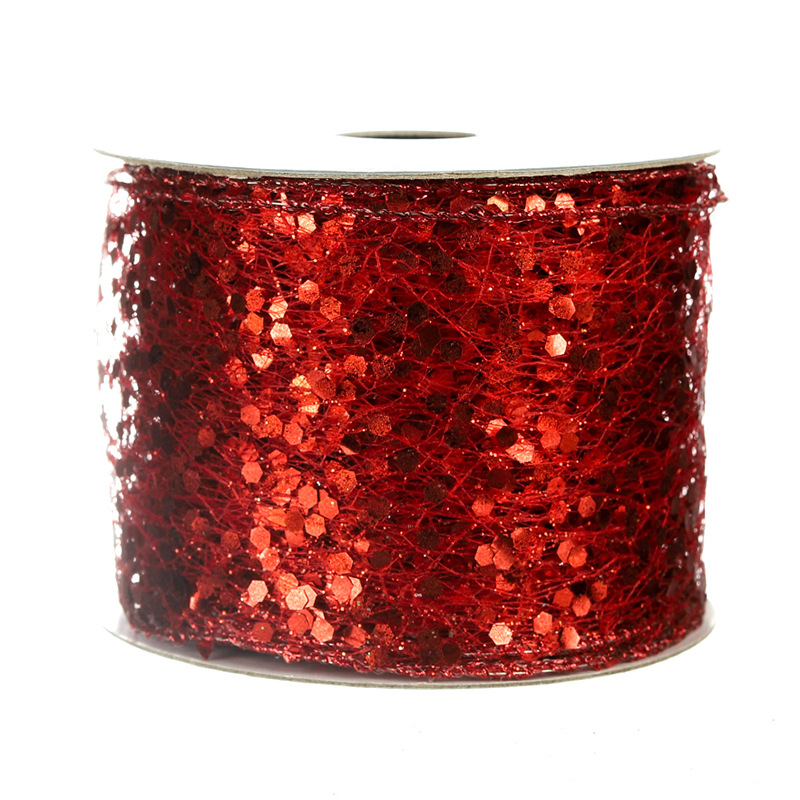 Cinta Navideña con Puntos y Purpurina Dorada