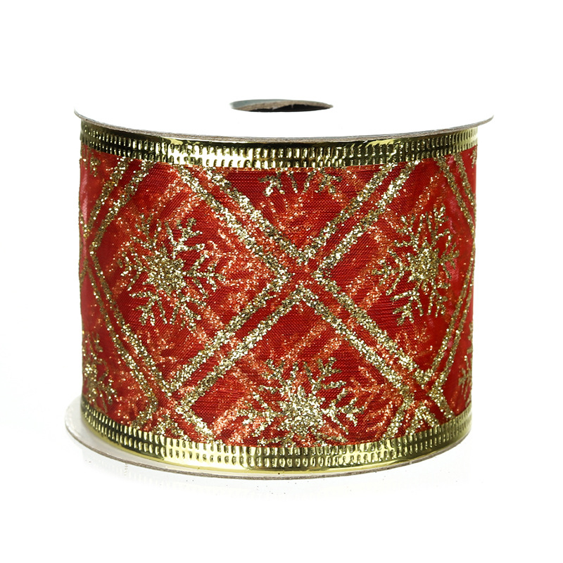 [Copy]Cinta Navideña 6.3cm Blanca con Rombos y Purpurina