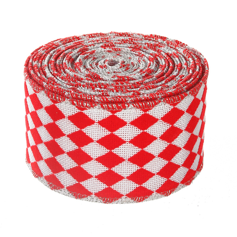 Cinta de Yute 6.3cm con Cuadrícula y Copos de Nieve 