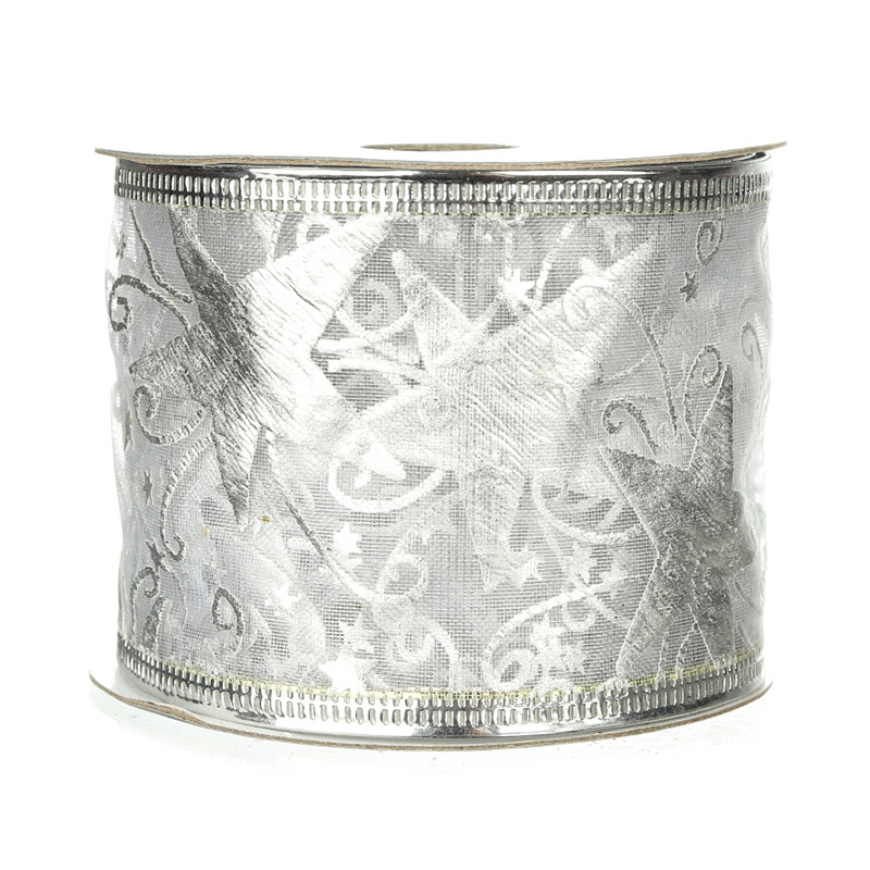 Cinta Plateada de Yute Navideña con Costura Overlock