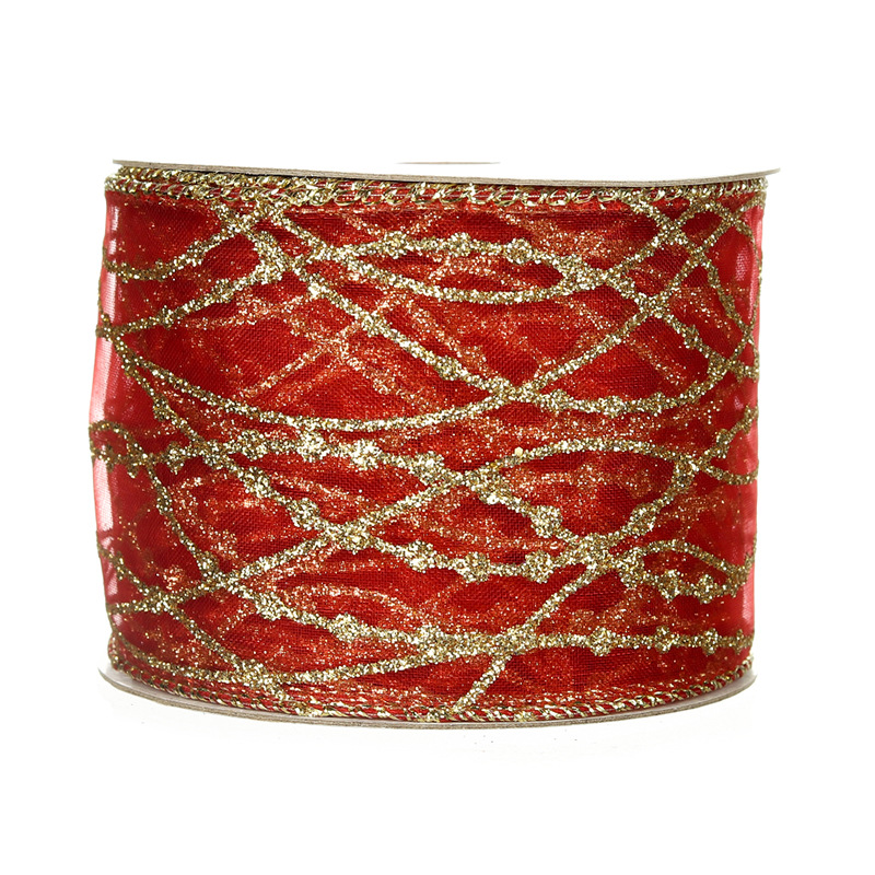 [Copy]Cinta Navideña 6.3cm Blanca con Rombos y Purpurina