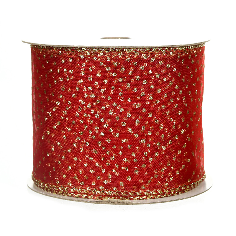 [Copy]Cinta Navideña 6.3cm Blanca con Rombos y Purpurina