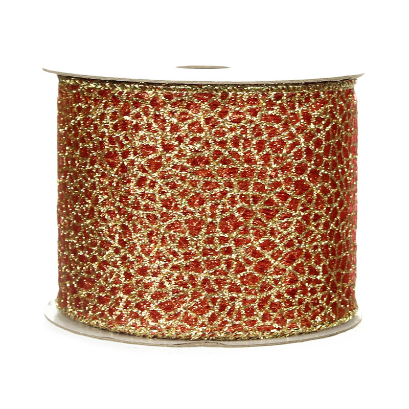 [Copy]Cinta Navideña 6.3cm Blanca con Rombos y Purpurina