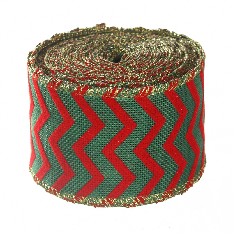 Cinta de Yute 6.3cm con Cuadrícula y Copos de Nieve 