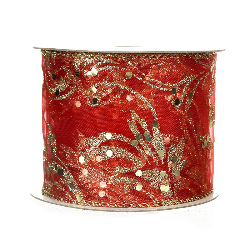 [Copy]Cinta Navideña 6.3cm Blanca con Rombos y Purpurina