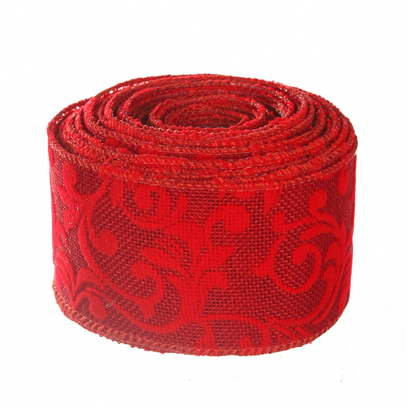 Cinta de Yute 6.3cm con Cuadrícula y Copos de Nieve 