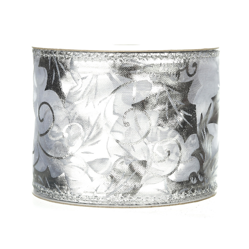 Cinta Plateada de Yute Navideña con Costura Overlock