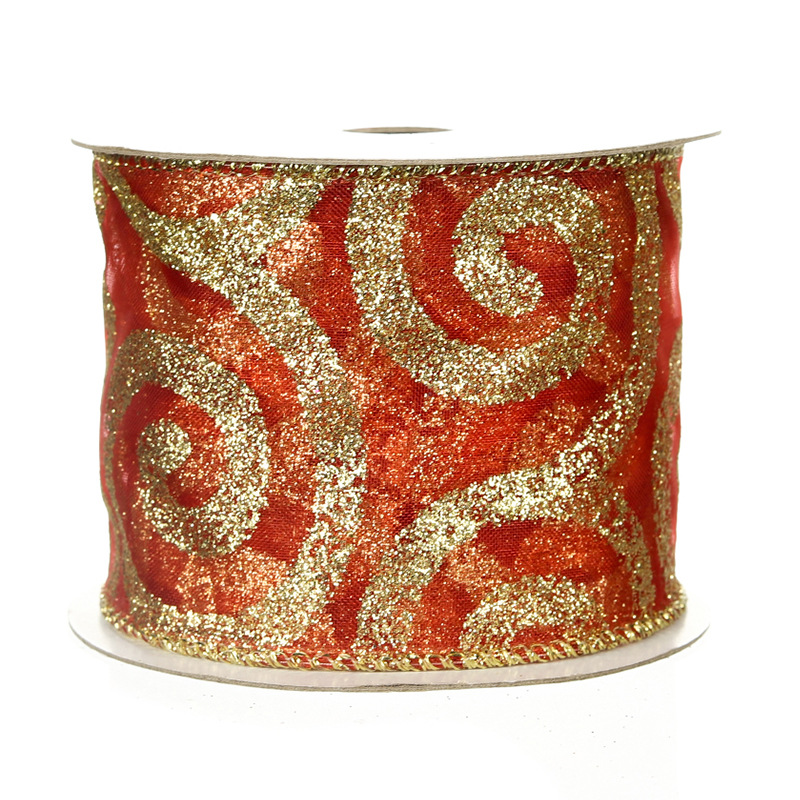 [Copy]Cinta Navideña 6.3cm Blanca con Rombos y Purpurina