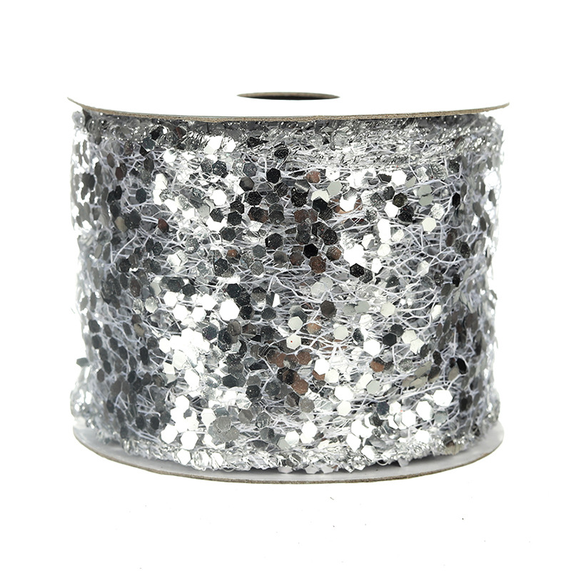 Cinta Navideña con Puntos y Purpurina Dorada