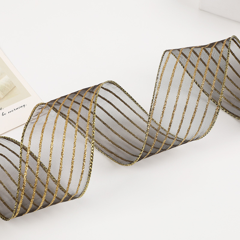 Cinta Navideña Negro Dorado Laminada | Mayoreo Fábrica | Envío DDP Incluido