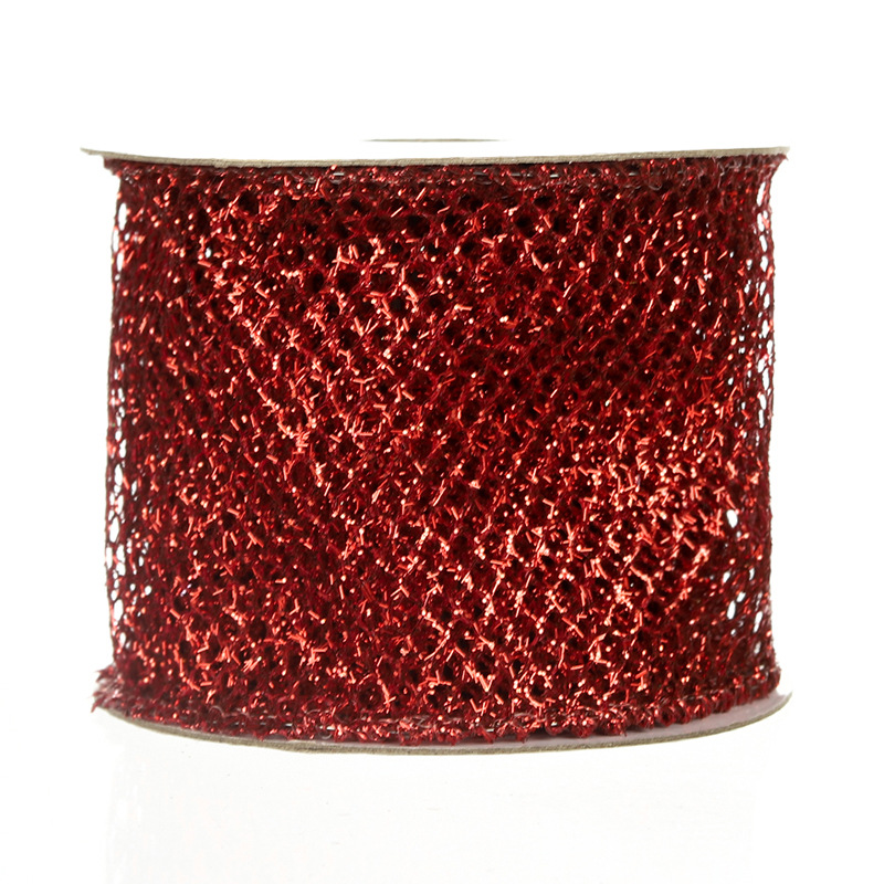 Cinta Navideña Dorada con Rejilla y Lentejuelas