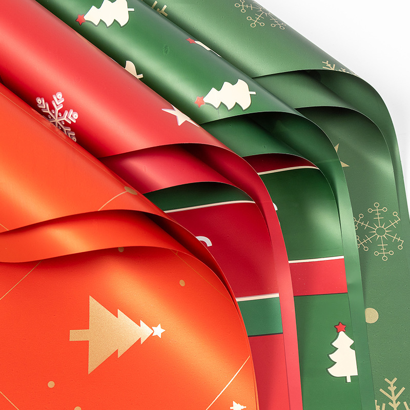 Embalaje navideño Papel de flores para envolver manzanas de Nochebuena（21#）