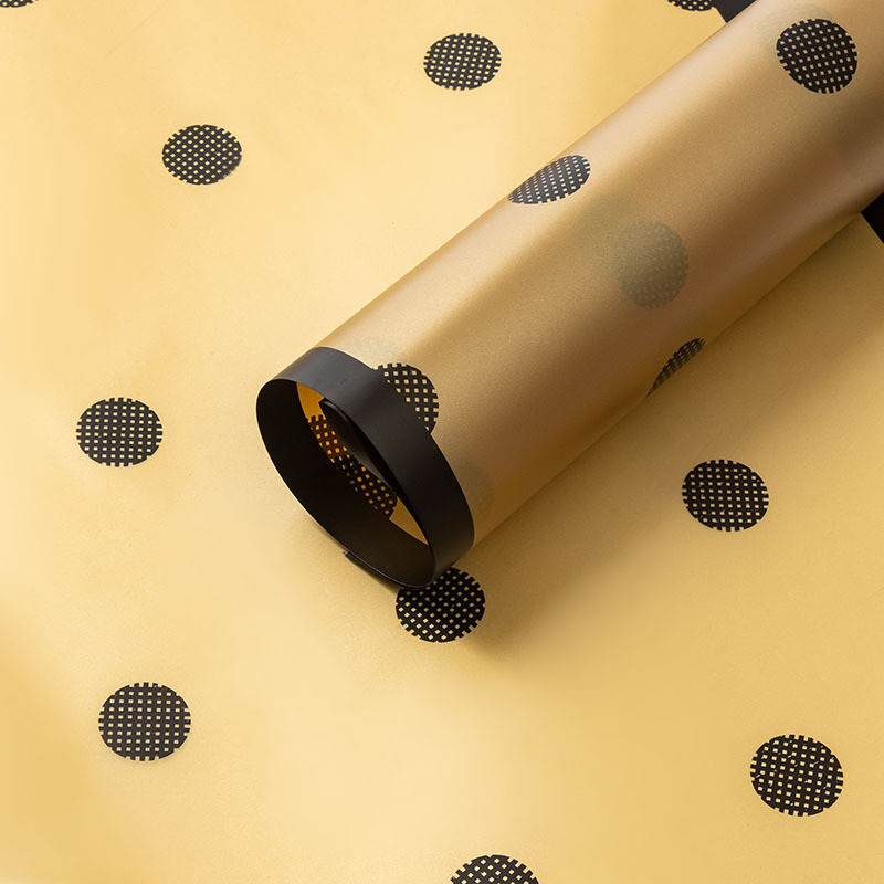 Papel de regalo de flores con borde dorado circular（24#）