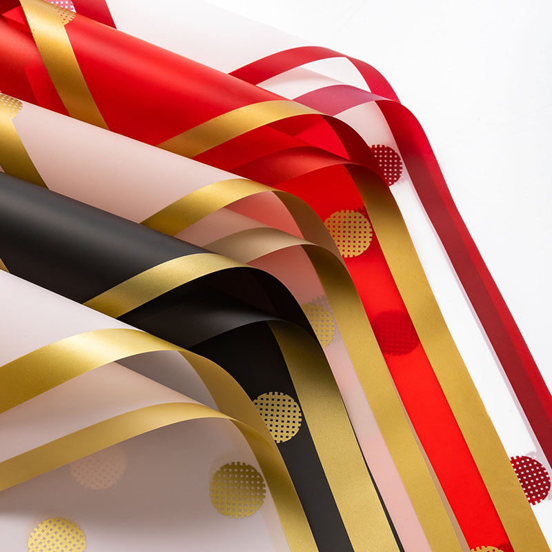 Papel de regalo de flores con borde dorado circular（24#）