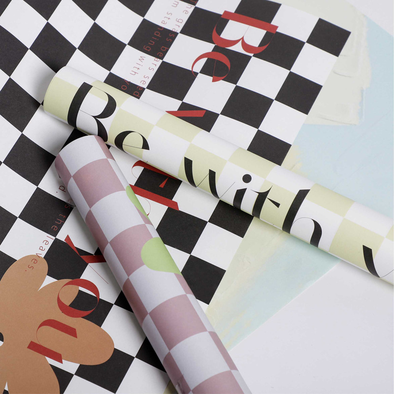 Papel de regalo estilo amor de la serie de tablero de ajedrez estilo celebridad de Internet（47#）