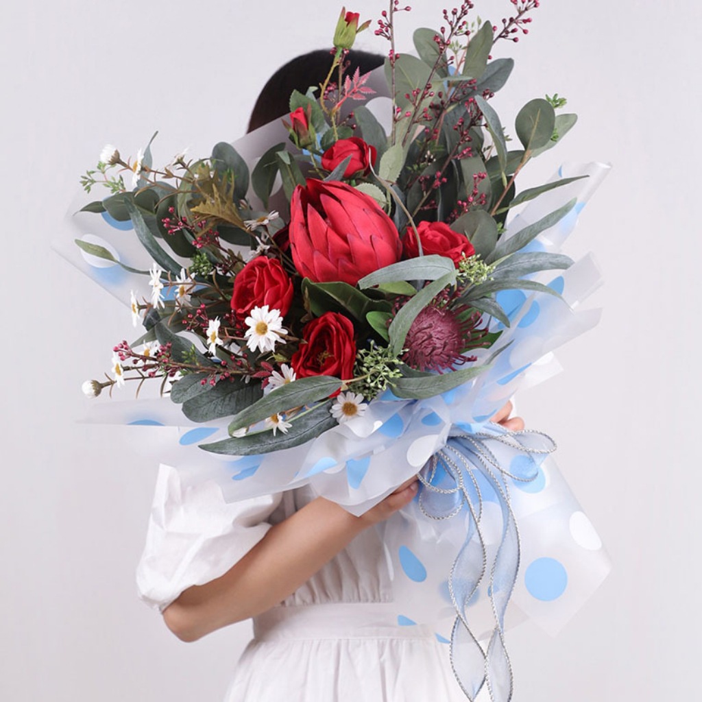 Papel de burbujas, papel de flores, papel de regalo de flores de lunares translúcido（45#）