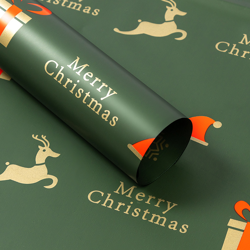 Embalaje navideño Papel de flores para envolver manzanas de Nochebuena（21#）