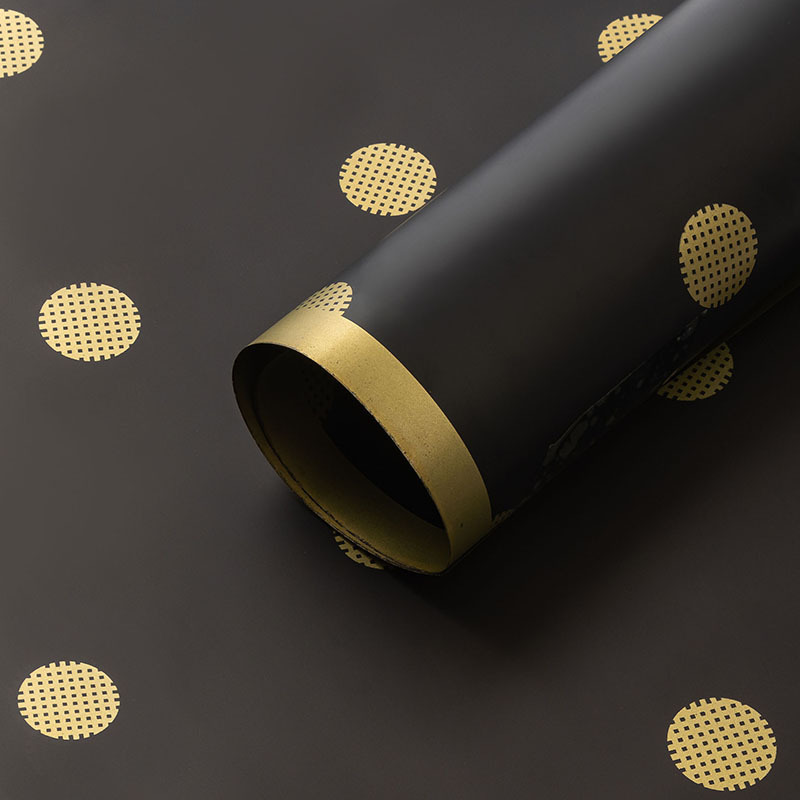 Papel de regalo de flores con borde dorado circular（24#）