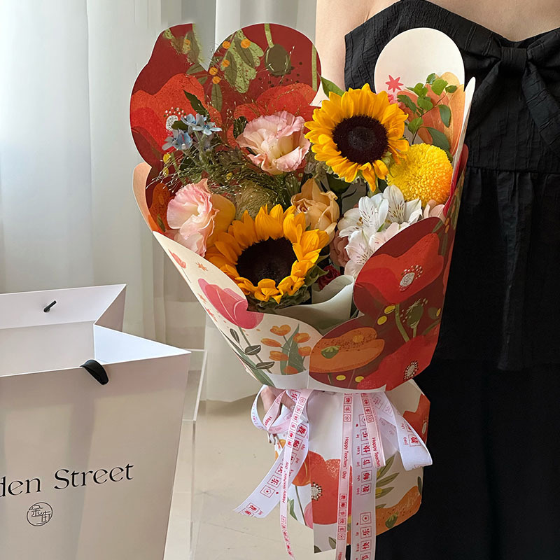 Papel de regalo de flores tridimensional de flores de verano（42#）