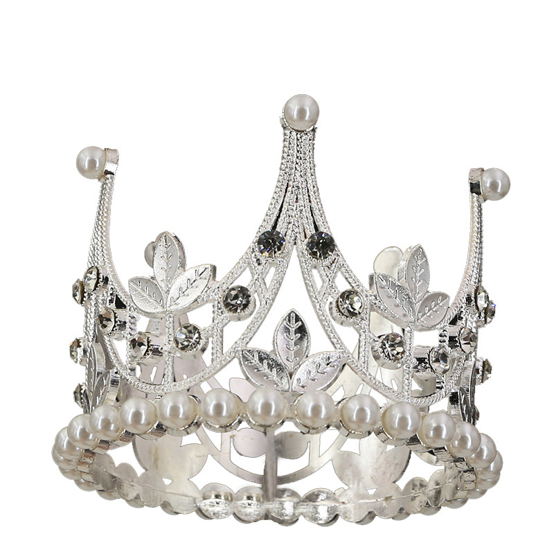 Nueva corona de actuación de fiesta de cumpleaños con tiara redonda dorada（22#）