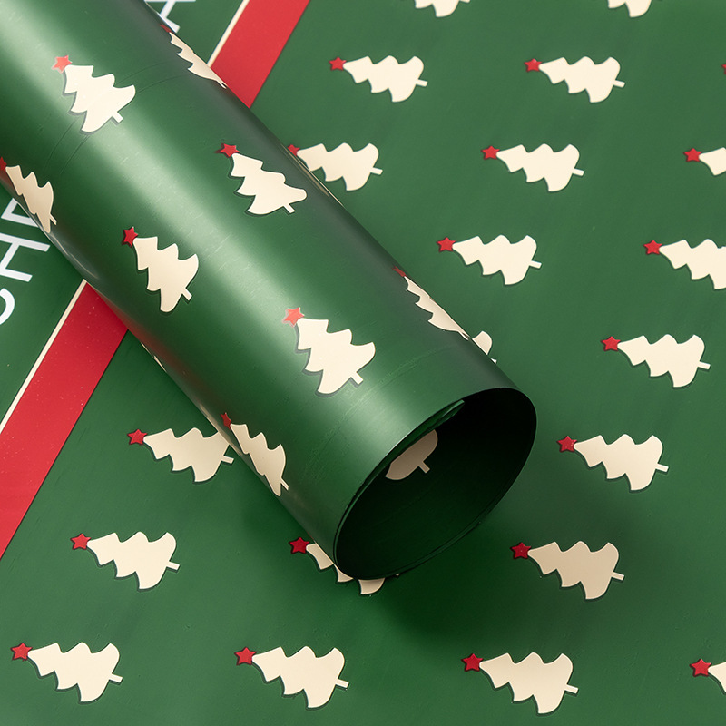 Embalaje navideño Papel de flores para envolver manzanas de Nochebuena（21#）